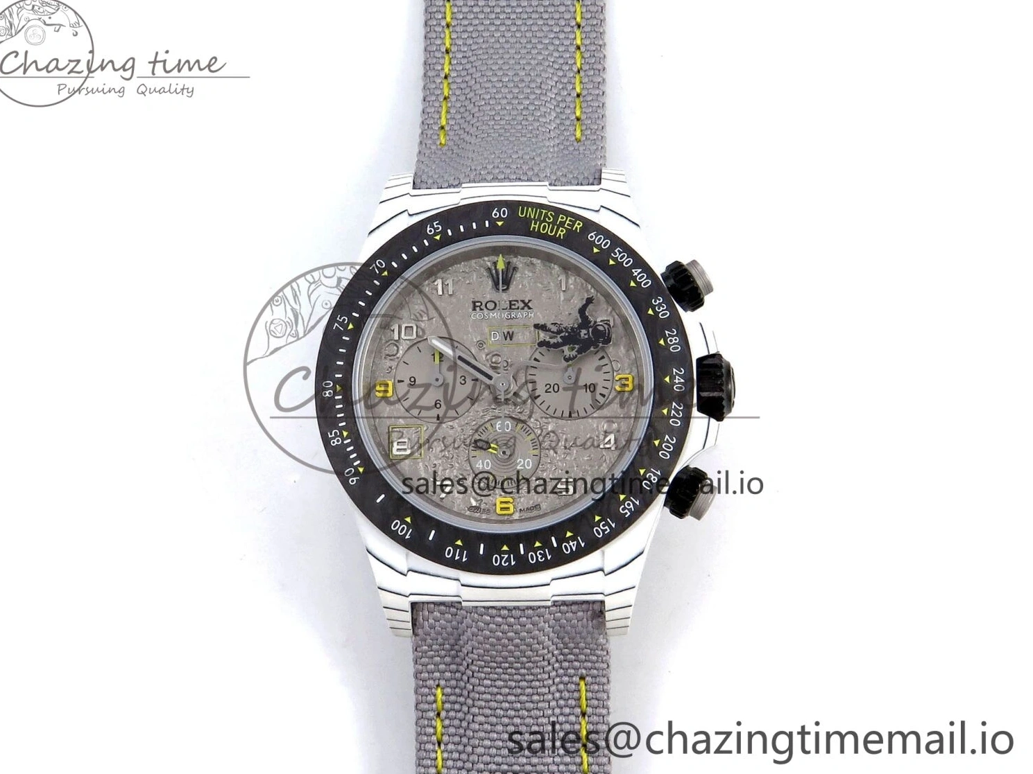 0505 Tailored Daytona DIW Space Mission Gray Textured Dial on Gray Nylon Strap A4130 Clone 1279